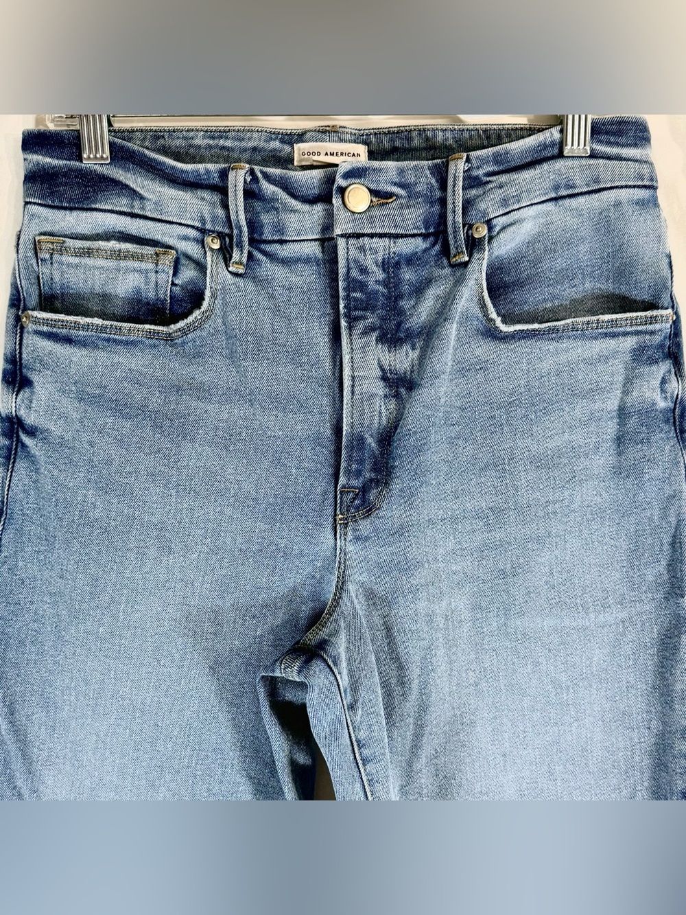 Good American “Good Boy” High Rise Slim Boyfriend Jeans With Side Slits Size 10 - Picture 7 of 14